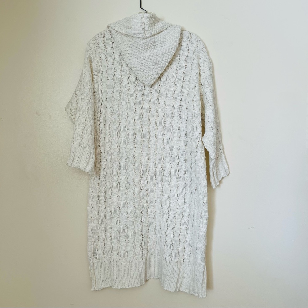 NWT Cellabie Vetements Chunky Knit Open Drape Hoodie Cardigan Sweater Ivory - Picture 8 of 12